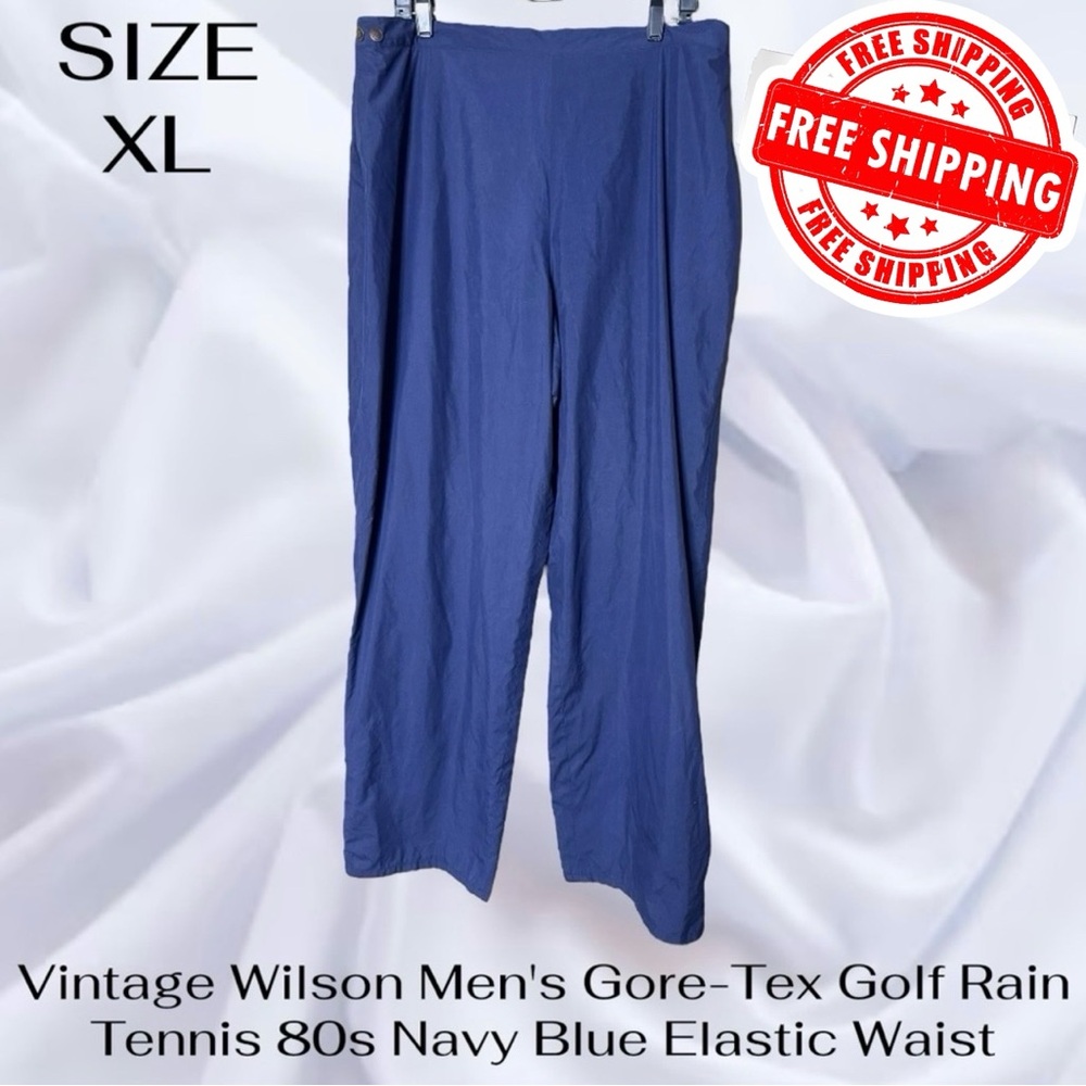 Vintage Wilson Men's XL Gore-Tex Golf Rain Tennis 80s Navy Blue Elastic Waist